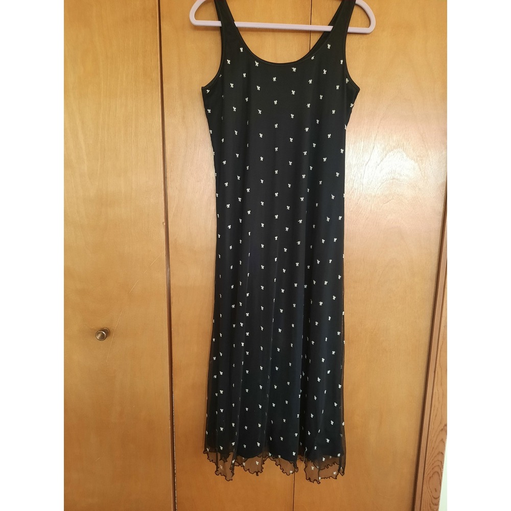 Rabbit Rabbit Rabbit Designs Vintage Black Butterfly Mesh Midi Dress Petite 12P